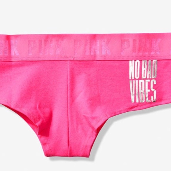 Victoria's Secret PINK Logo Cheekster Panty Pink Zing With Graphic XS NEW - Picture 2 of 2